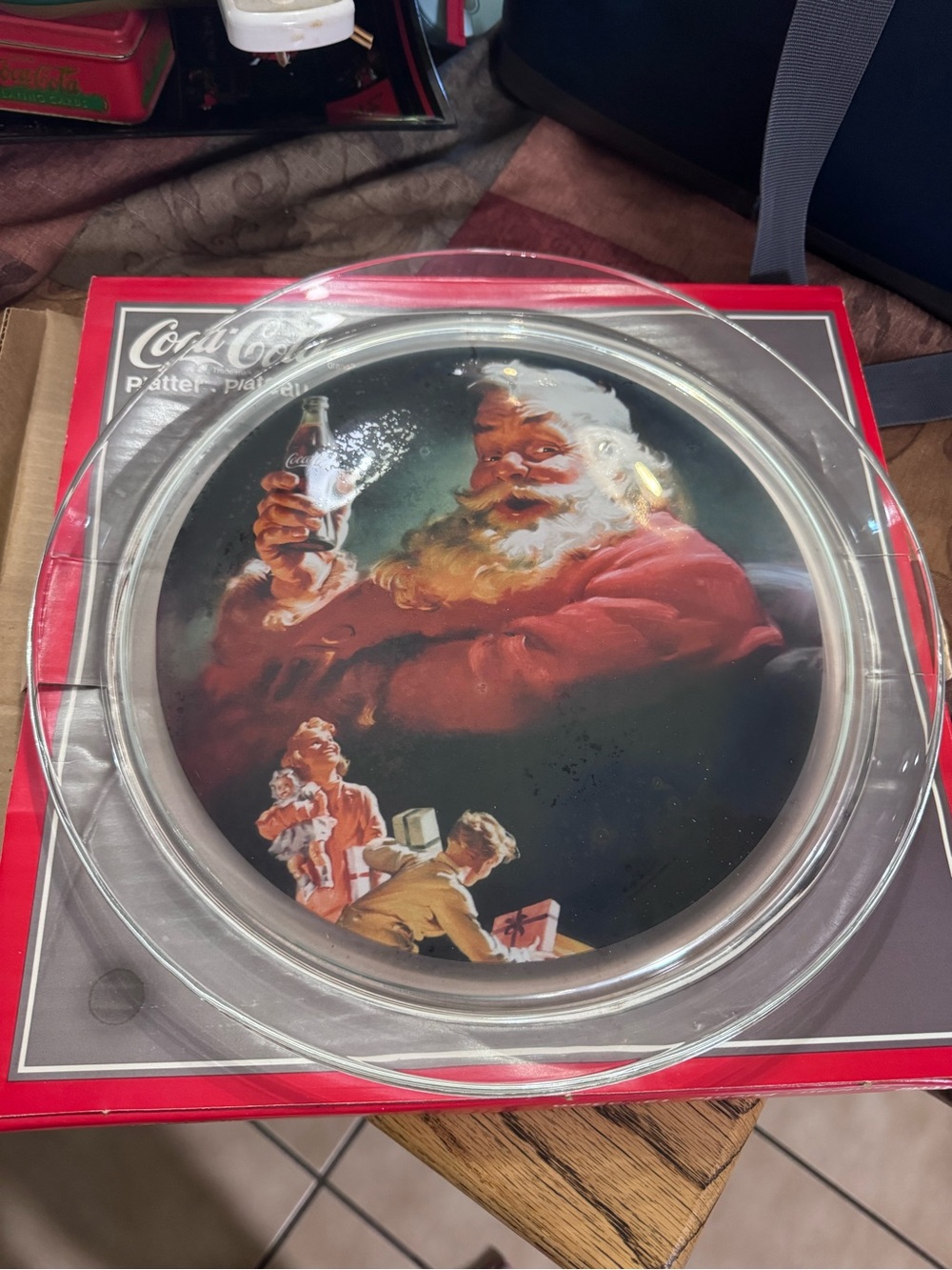 Coca-Cola 1994 Santa glass serving tray